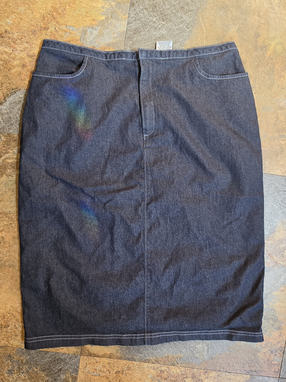 kathy ireland Dark Blue Denim Pencil Skirt
